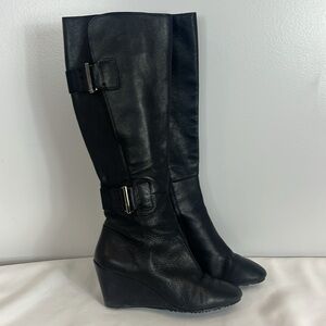 DKNYC  Black Leather Nicole Boots